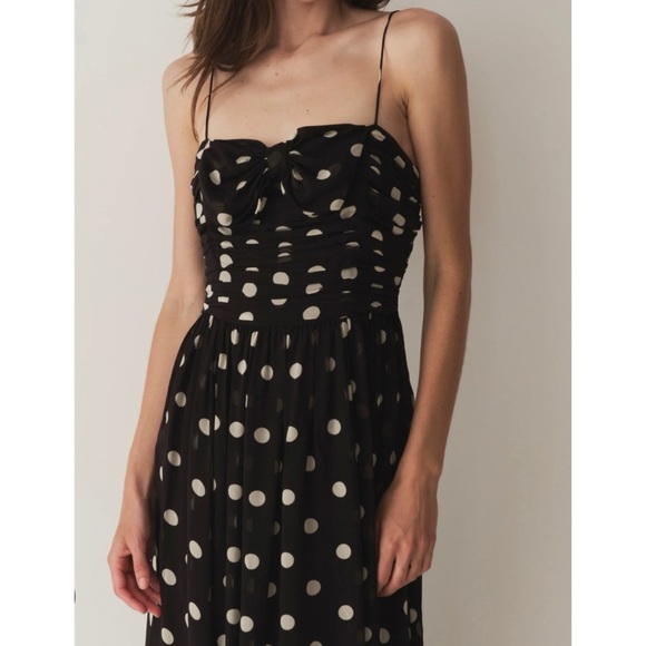 DÔEN silk Maryanna Noir Solstice Sky Dot dress NEW - Picture 6 of 11